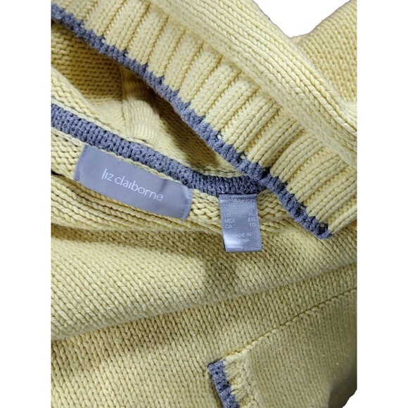 Liz Claiborne Sweatshirt Hoodie Womens XL Yellow Heavyweight Hooded Pullover - Picture 4 of 7